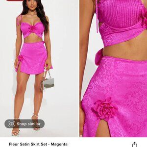 Fluer Satin Skirt Set - Magenta